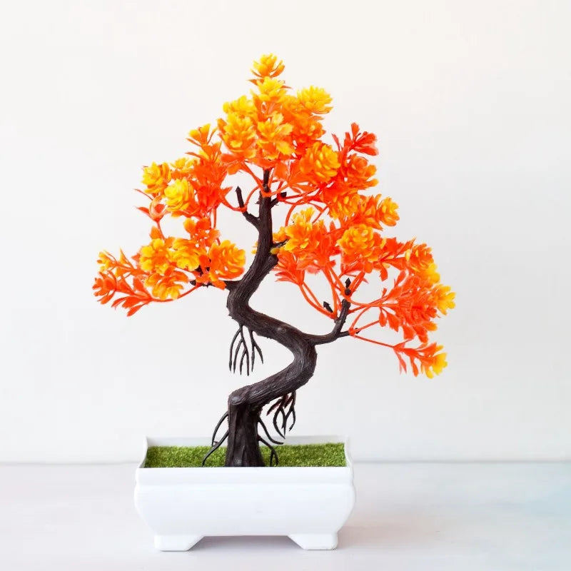 1pc Plastic Plants Bonsai Garden Arrangement Ornaments Small Tree Pot Fake Plant Potted Flower Office Home Room Table Decoration