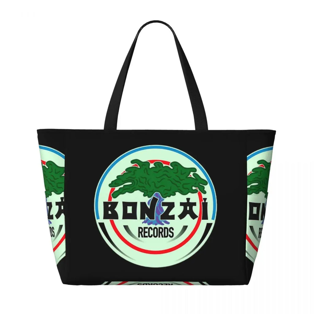 Bonzai Records Beach Tote Bag Sport Gym Yoga Duffle Large Tote Bag Women Travel Bag Fitness bag