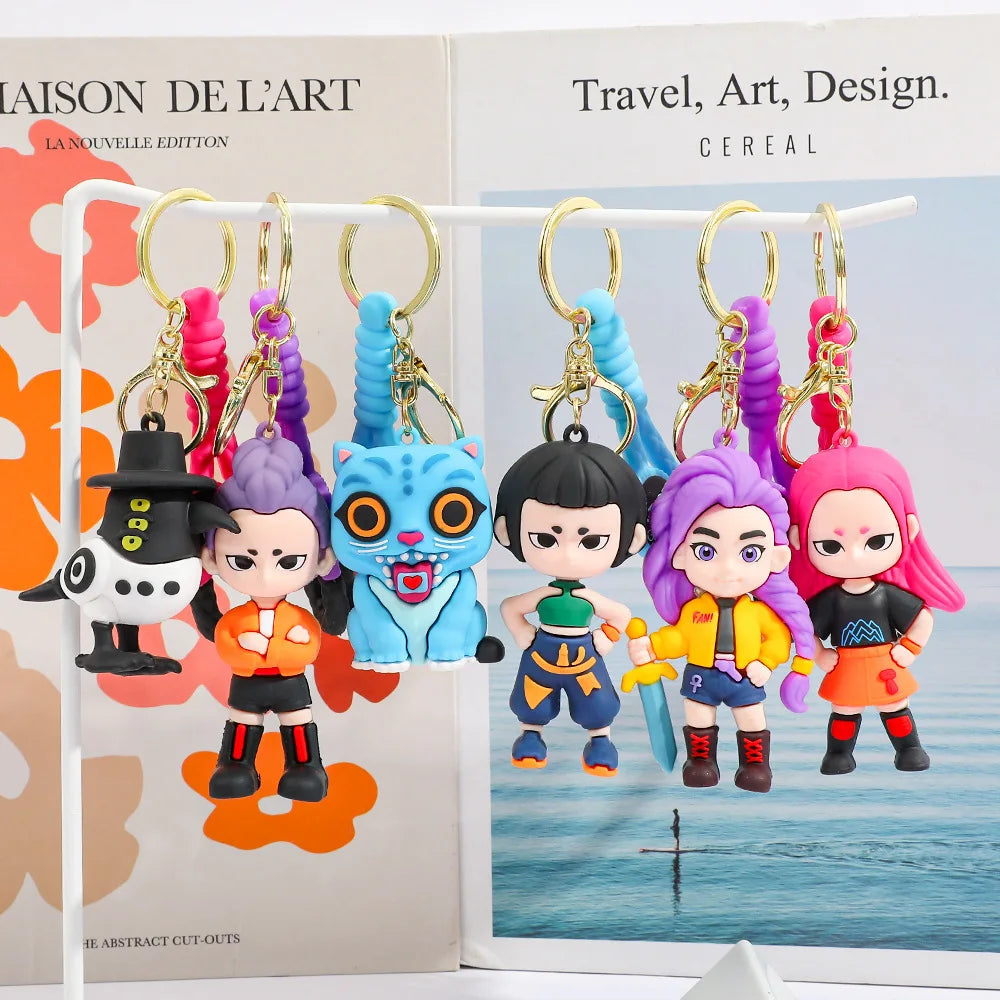 New K Pop Demon Dolls Keychain Toys Kawaii Anime Toy Pvc Backpack Pendant Kids Birthday Christmas Gifts