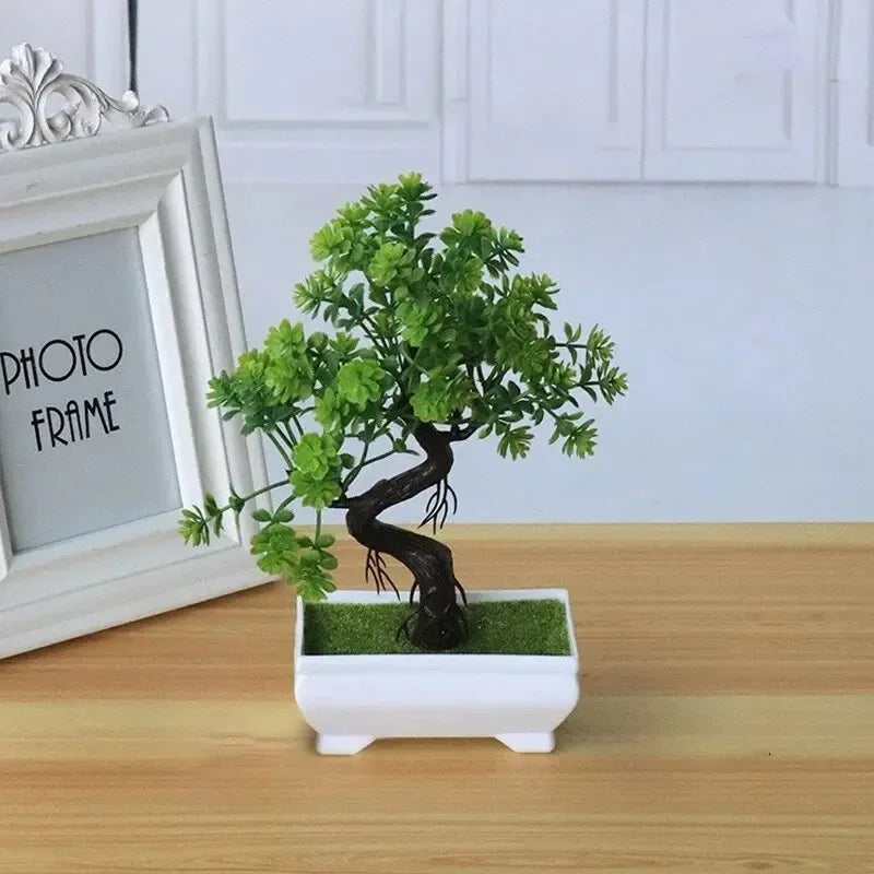 1pc Plastic Plants Bonsai Garden Arrangement Ornaments Small Tree Pot Fake Plant Potted Flower Office Home Room Table Decoration