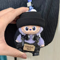For Mini Labubu Pin For Love Black Bib Overalls Hairband V4 Doll Accessories Plush Doll Outdoor Keychain Lovely Outfit Toy Gifts