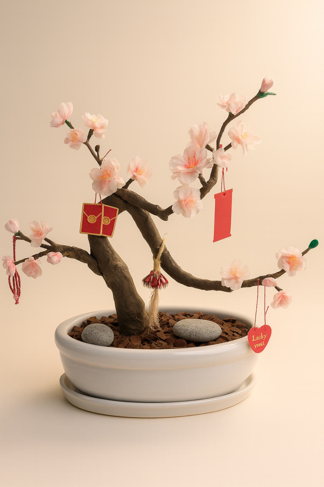 Hand Made Pink Artifical Lucky Bonsai Tree