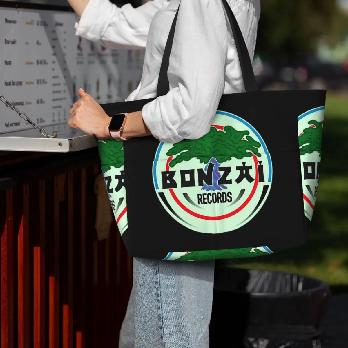 Bonzai Records Beach Tote Bag Sport Gym Yoga Duffle Large Tote Bag Women Travel Bag Fitness bag