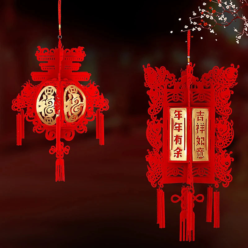 Traditional Chinese Red Lantern Chinese New Year Decoration Red Lantern With Tassel Chinese Spring Festival Decor Party Supplies