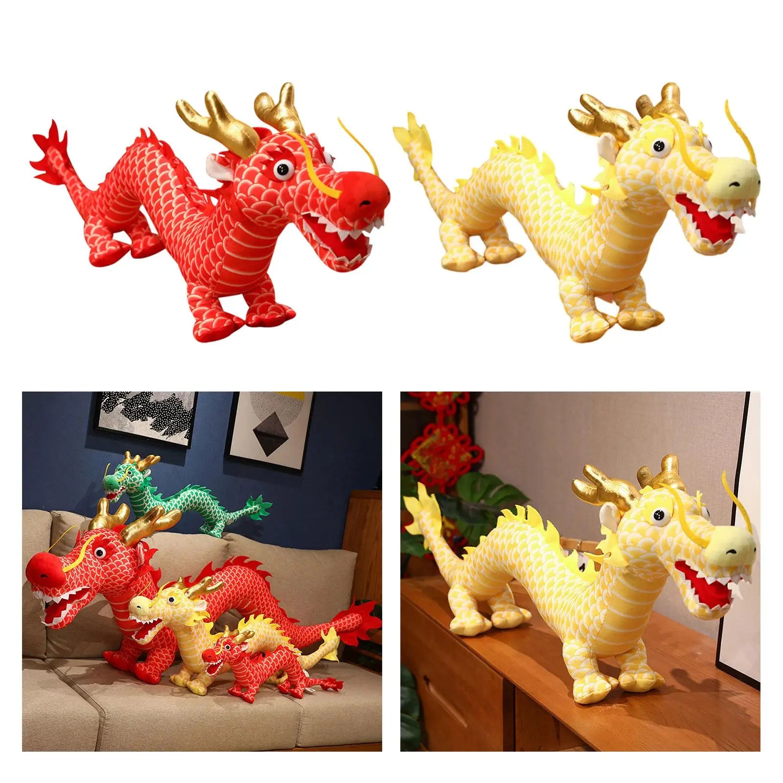Chinese New Year Dragon Dolls Cartoon Soft Cute Photo Props Huggable Chinese