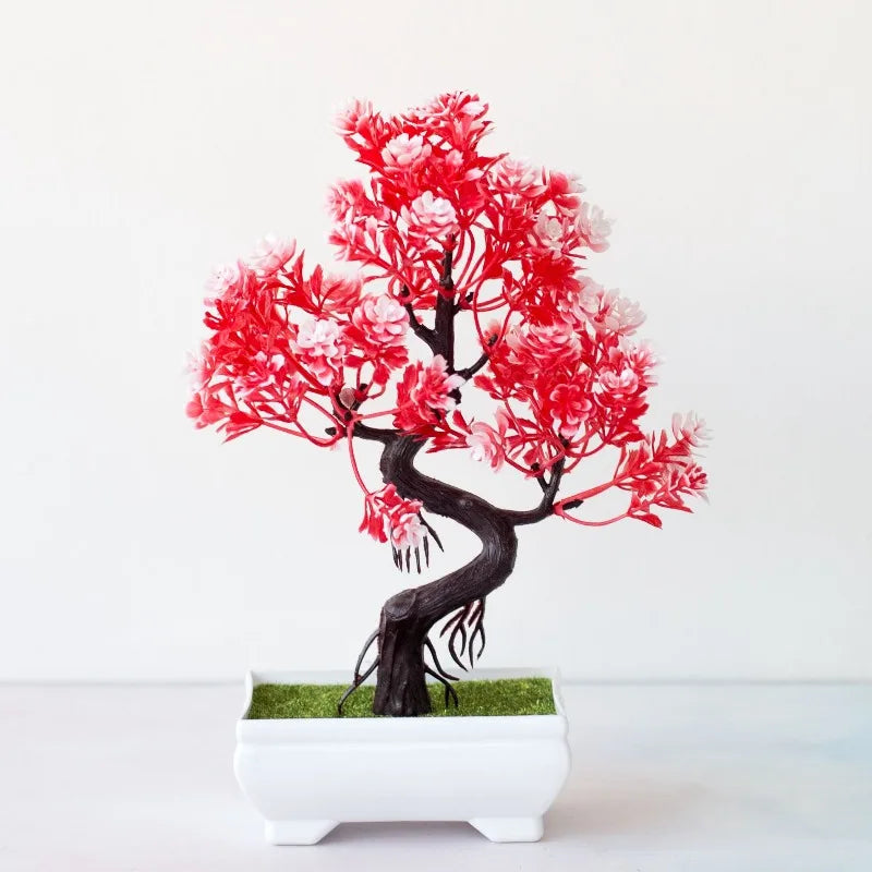 1pc Plastic Plants Bonsai Garden Arrangement Ornaments Small Tree Pot Fake Plant Potted Flower Office Home Room Table Decoration