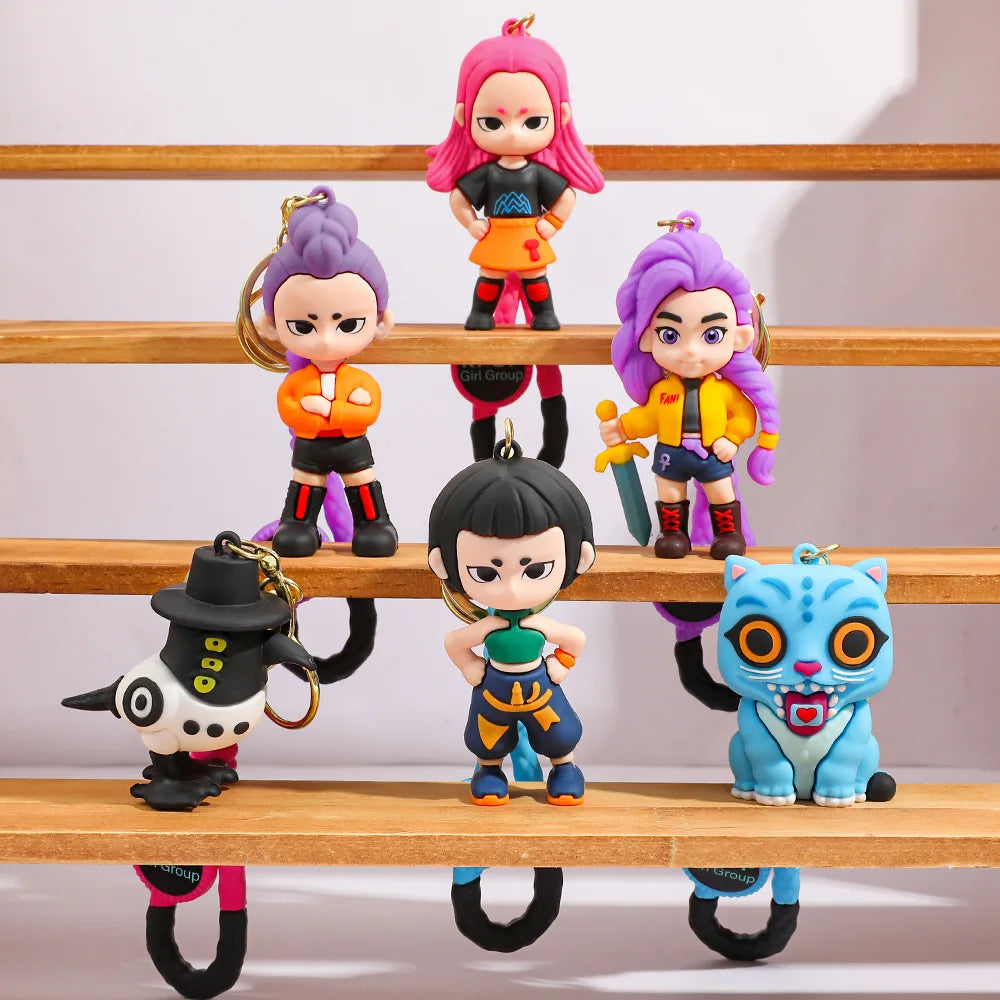New K Pop Demon Dolls Keychain Toys Kawaii Anime Toy Pvc Backpack Pendant Kids Birthday Christmas Gifts