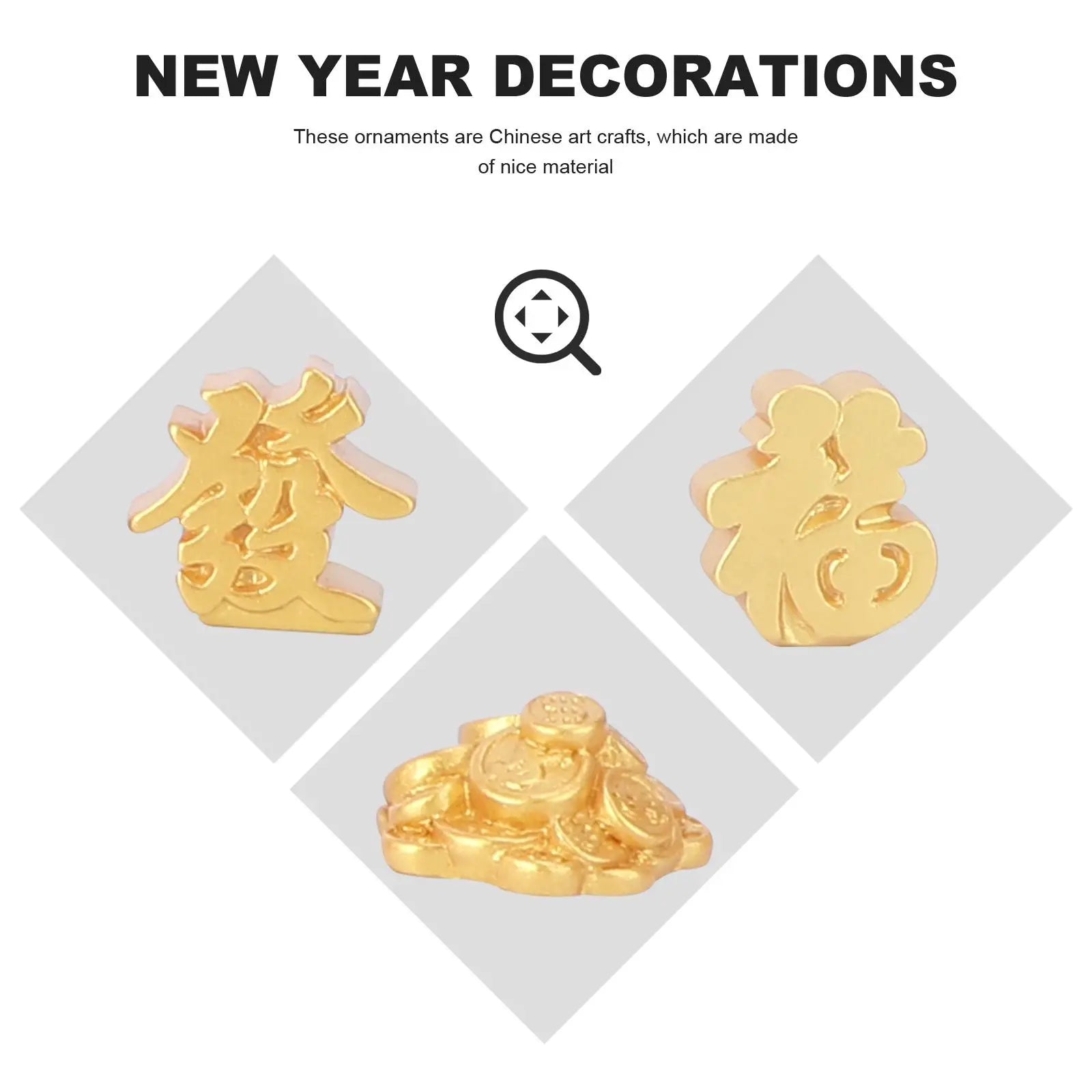 8 Pcs New Year Money Tree naments Auspicious Crafts Resin Decor Golden Chinese Zodiac Party Gifts Desktop
